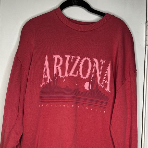 ASOS Reclaimed Vintage Inspired Unisex Arizona Sweatshirt in Pink Size Small - Picture 2 of 2